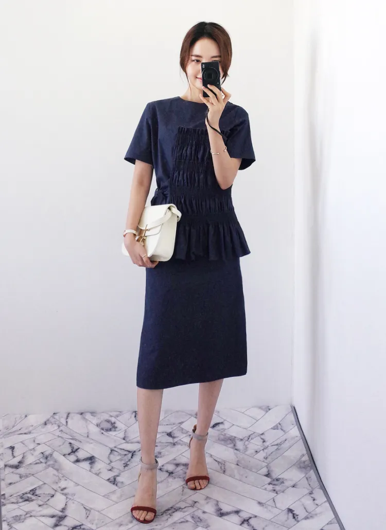 シャーリングディテールサイドストラップワンピース・全3色 | DHOLIC PLUS | 詳細画像1