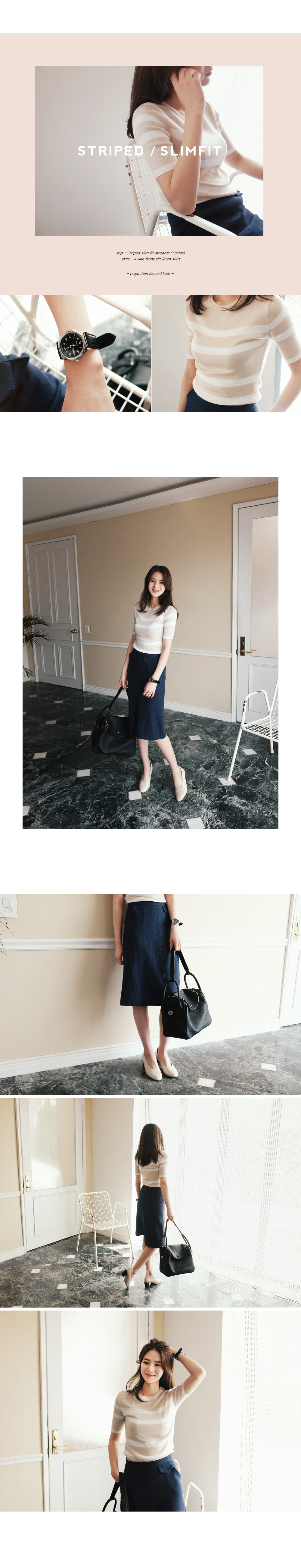 リネン素材フロントスリットAラインスカート・全2色 | DHOLIC PLUS | 詳細画像4
