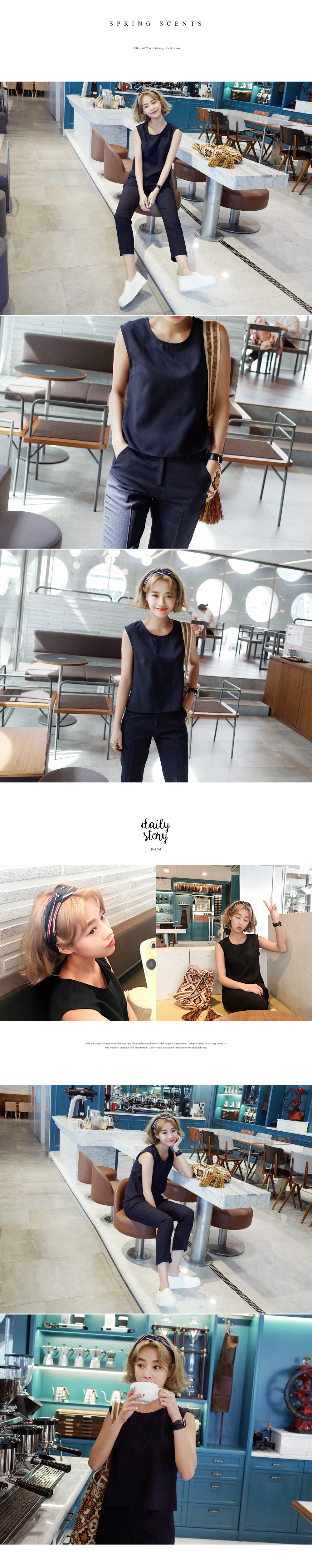 <font color=red><b>**雑誌掲載商品**</b></font>バックスリットブラウス&パンツセットアップ・全2色 | DHOLIC | 詳細画像2