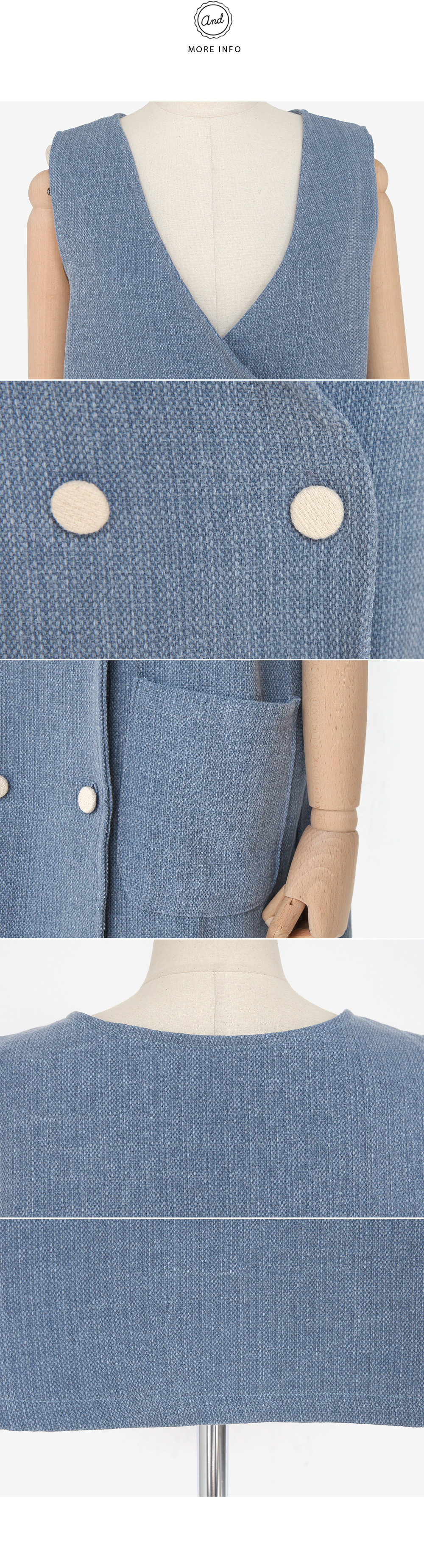 ソフトカラーダブルボタンスリーブレスワンピース・全2色 | DHOLIC | 詳細画像6