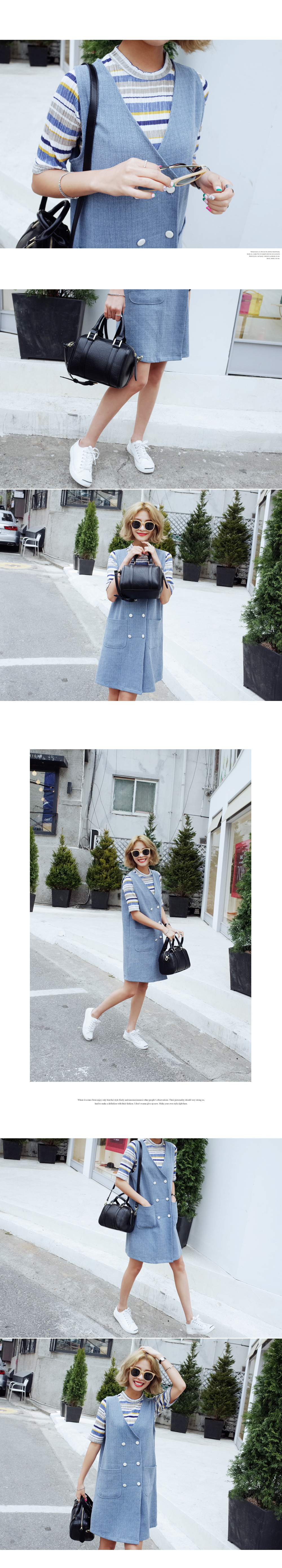 ソフトカラーダブルボタンスリーブレスワンピース・全2色 | DHOLIC | 詳細画像4