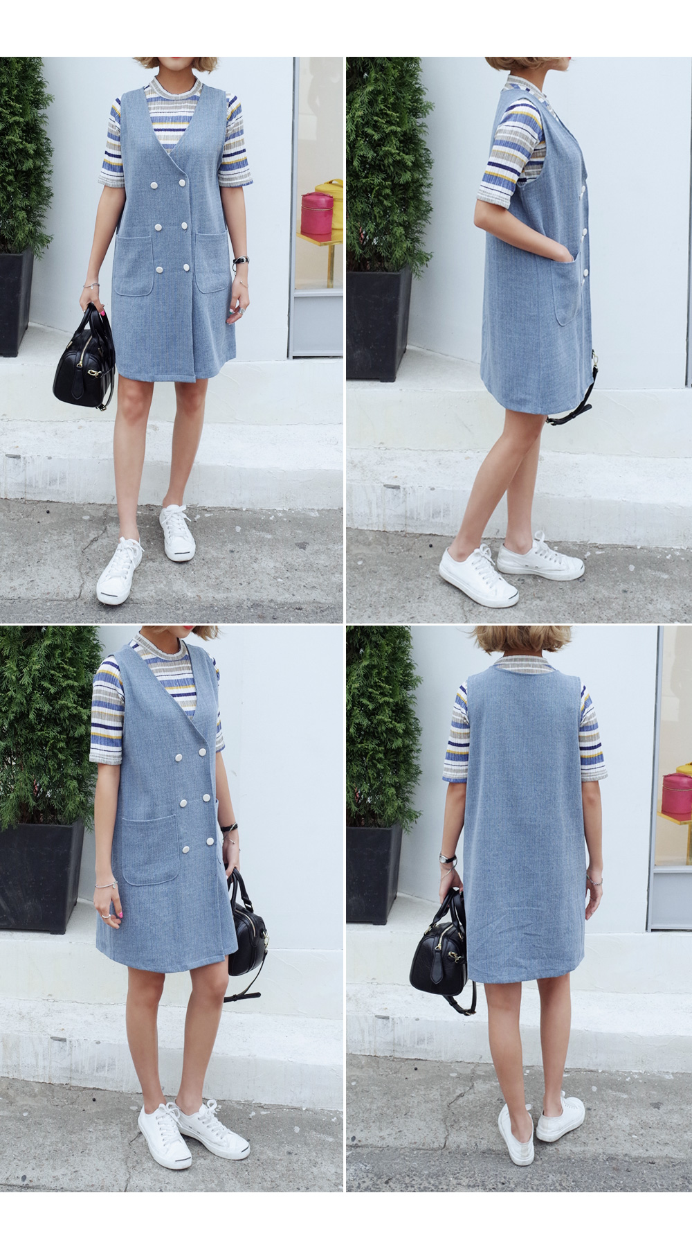 ソフトカラーダブルボタンスリーブレスワンピース・全2色 | DHOLIC | 詳細画像5