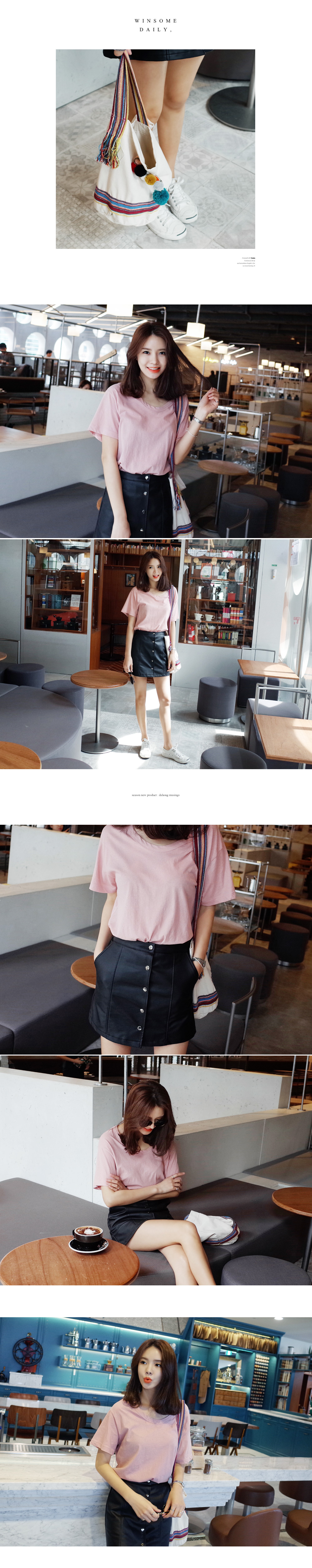 UネックコットンTシャツ・全6色 | DHOLIC | 詳細画像4