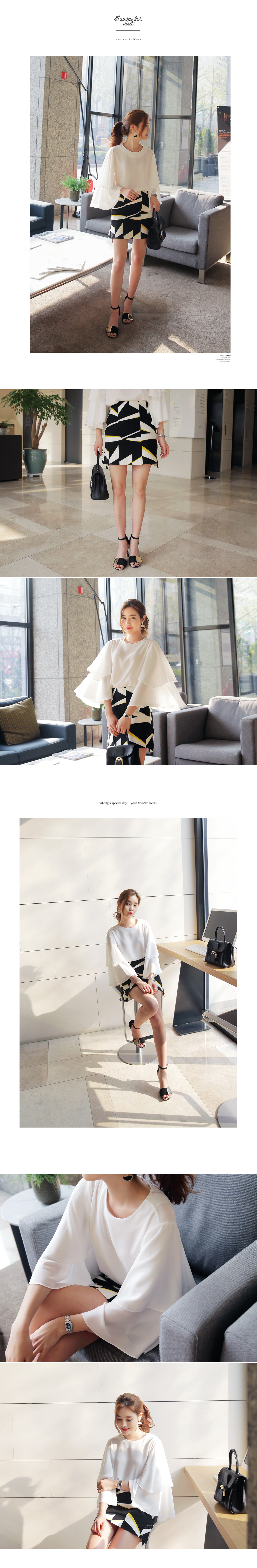 <DHOLIC オリジナル>ティアードラッフルスリーブラウス・全2色 | DHOLIC | 詳細画像4