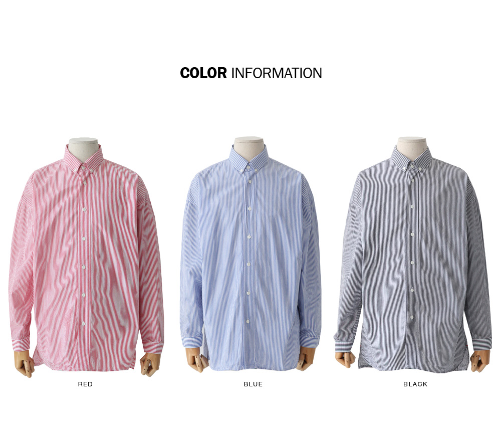 ボタンダウンカラーストライプシャツ・全3色 | 詳細画像2