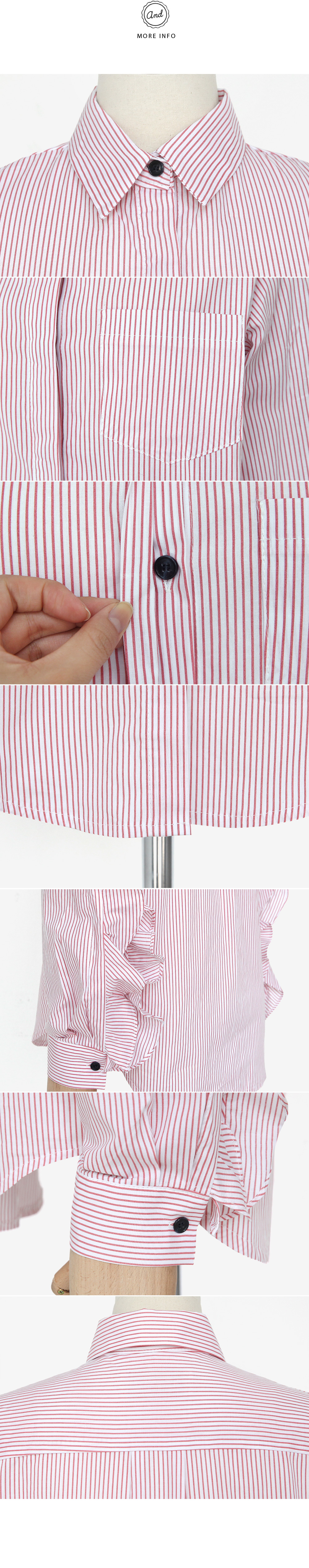 フリルカットアウトスリーブストライプシャツ・全2色 | DHOLIC | 詳細画像8