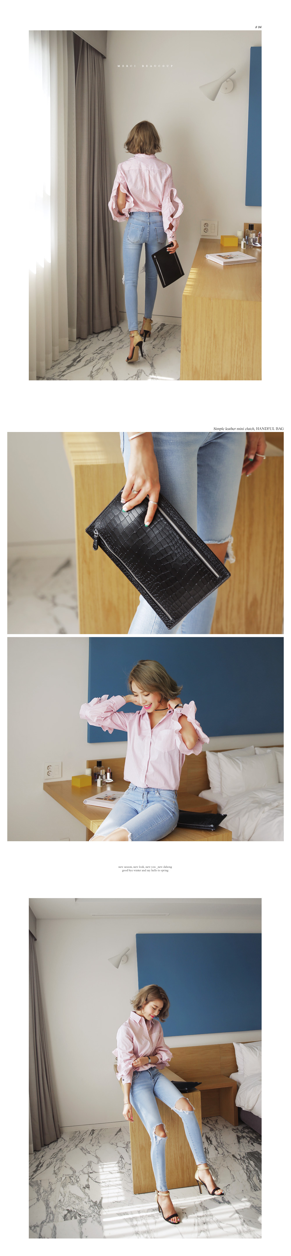 フリルカットアウトスリーブストライプシャツ・全2色 | DHOLIC | 詳細画像5