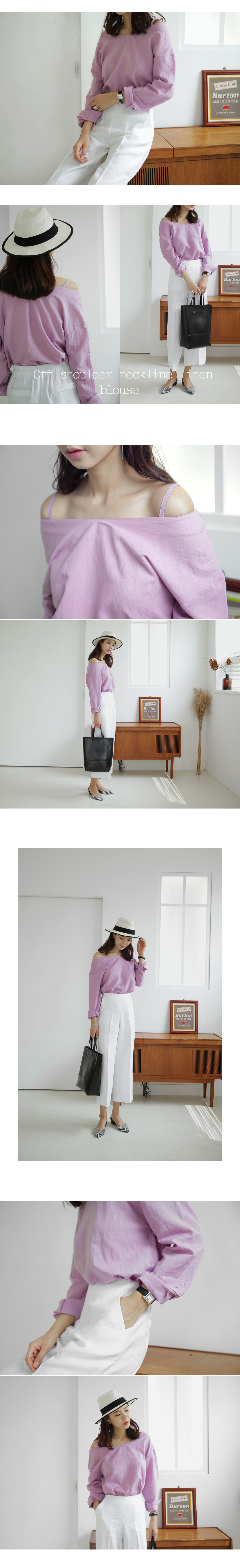 リネン混オフショルダーVネックブラウス・全3色 | DHOLIC | 詳細画像3