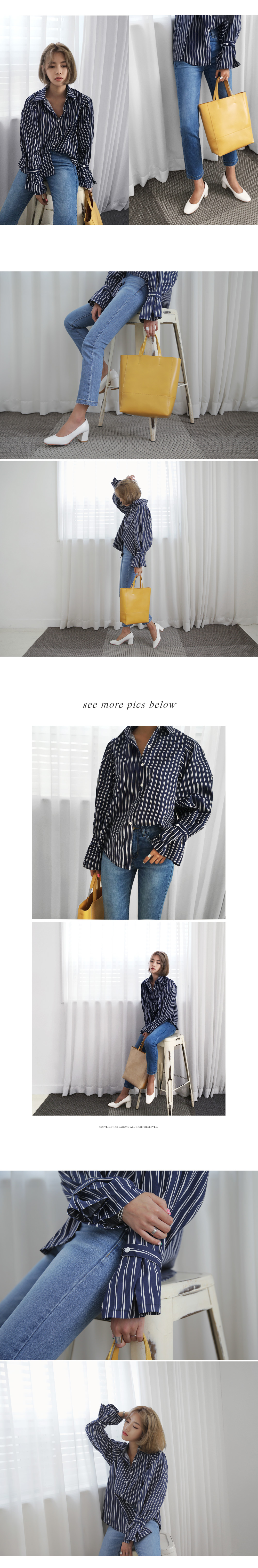 3TYPEストライプパターンバルーンスリーブシャツ・全3色 | DHOLIC | 詳細画像4