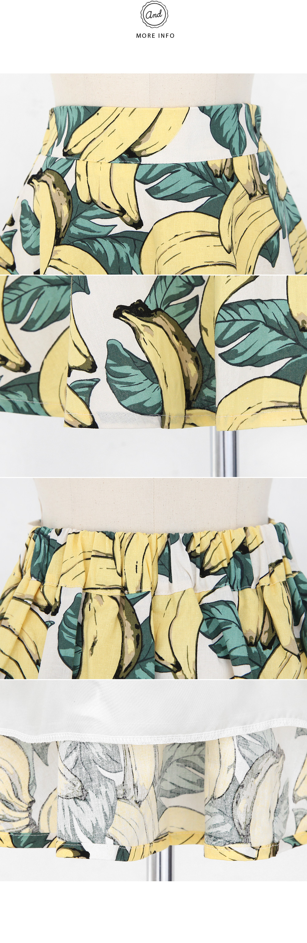 バナナパターンイージーフレアミニスカート・全2色 | DHOLIC | 詳細画像5