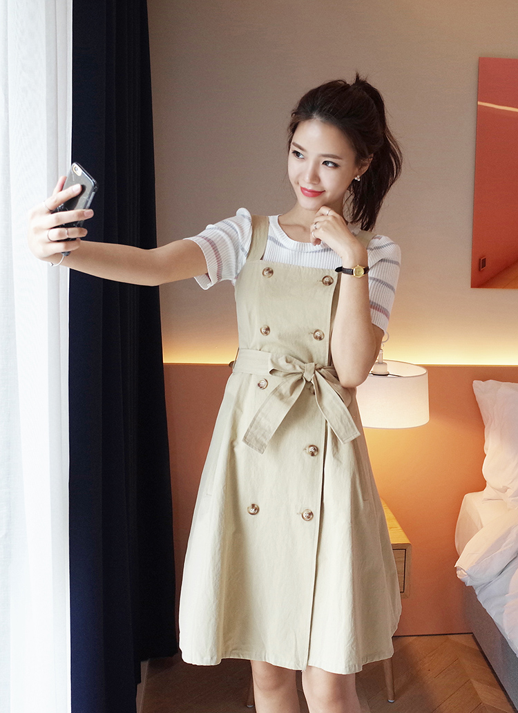 ストラップSETスリーブレストレンチワンピース・全2色