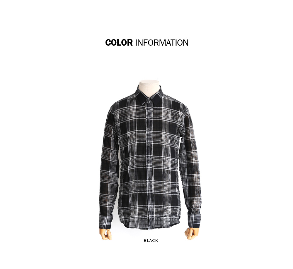 リネン素材ブラックチェックシャツ・全1色 | 詳細画像2