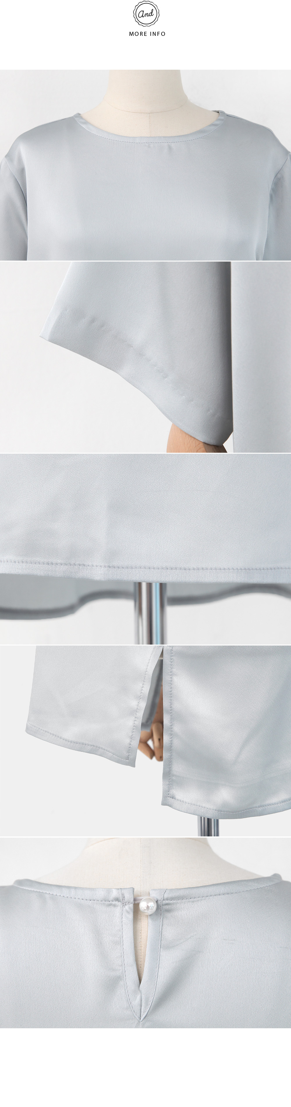 バックパールボタンシルキーTシャツ・全3色 | DHOLIC | 詳細画像6