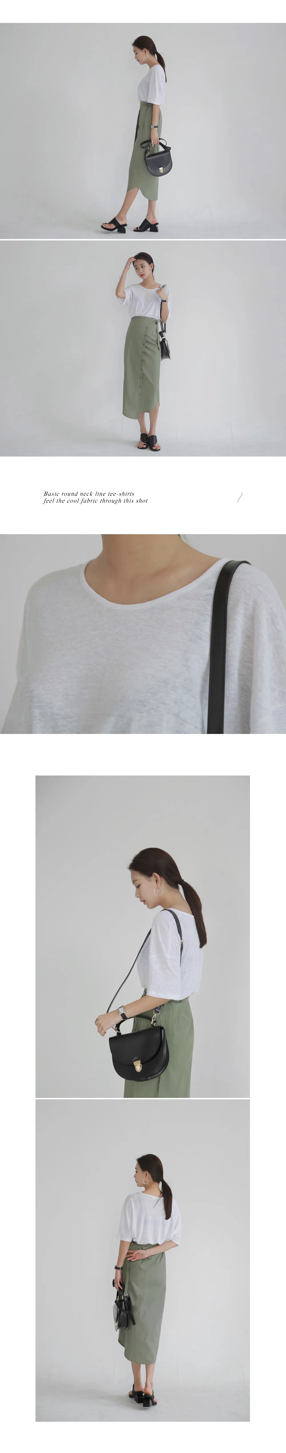 リネン混UネックオーバーサイズTシャツ・全5色 | DHOLIC | 詳細画像12