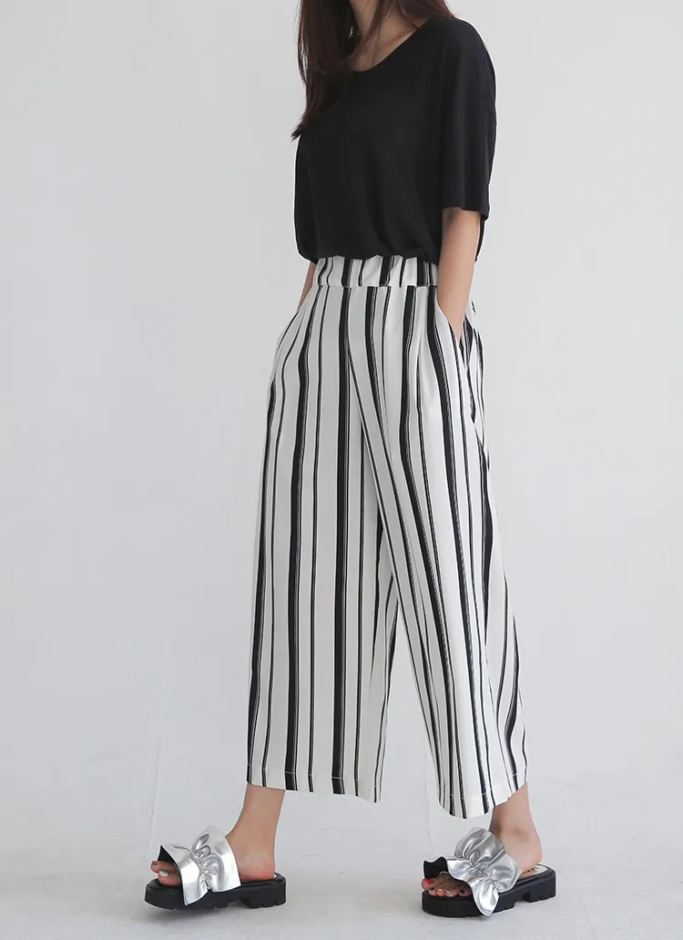 <font color=red><b>**雑誌JELLY9月号掲載**</b></font>マルチストライプイージーワイドパンツ・全3色 | DHOLIC | 詳細画像1