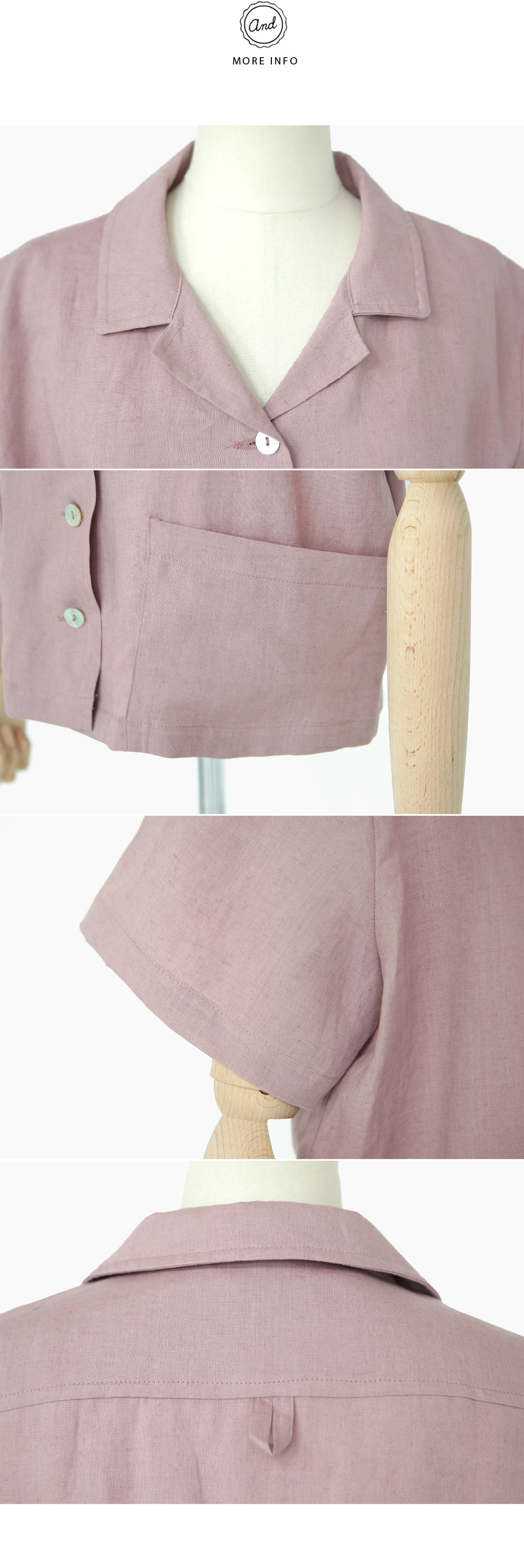 オープンカラークロップドリネンシャツジャケット・全3色 | DHOLIC | 詳細画像7
