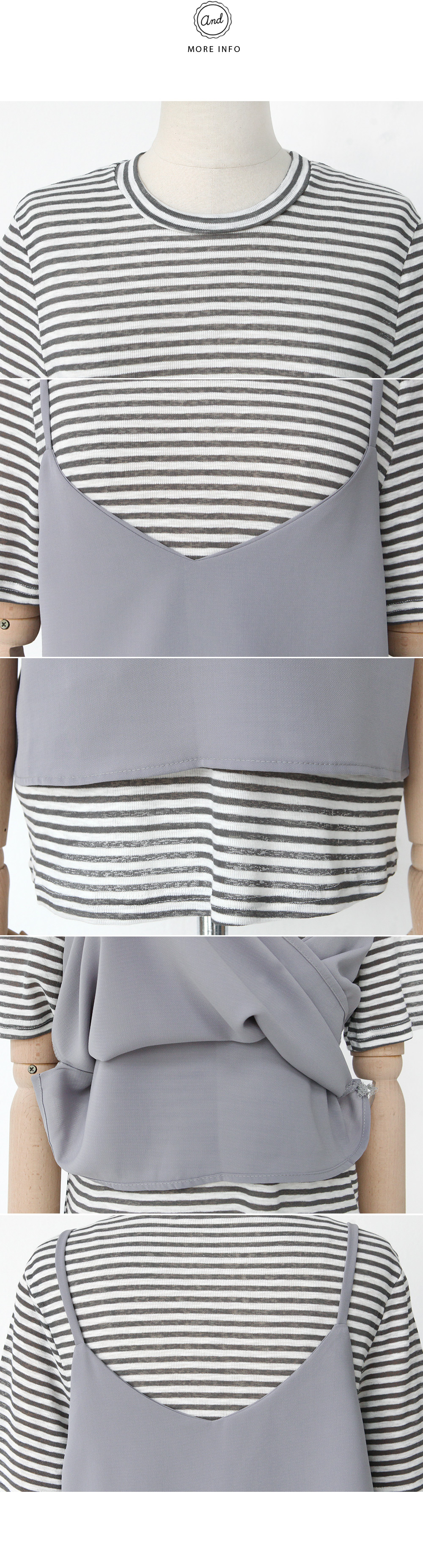ボーダーTシャツ＆VネックビスチェSET・全3色 | DHOLIC | 詳細画像8