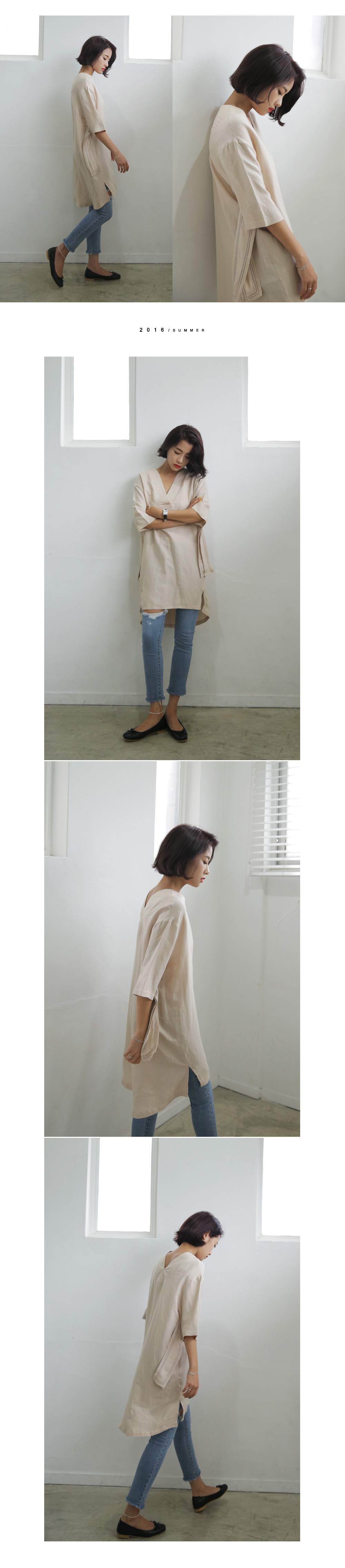 Vネックワンピース&スリーブタイSET・全3色 | DHOLIC | 詳細画像3