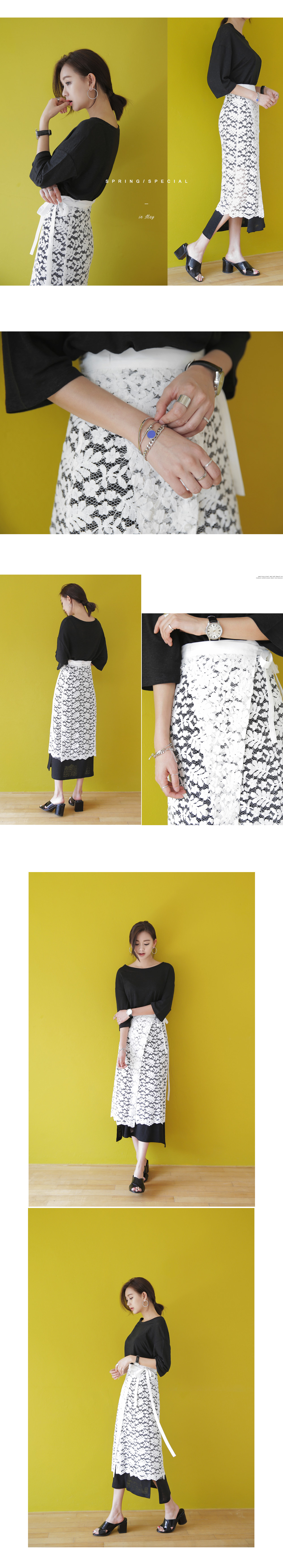 シアーレースラップスカート・全2色 | DHOLIC | 詳細画像3