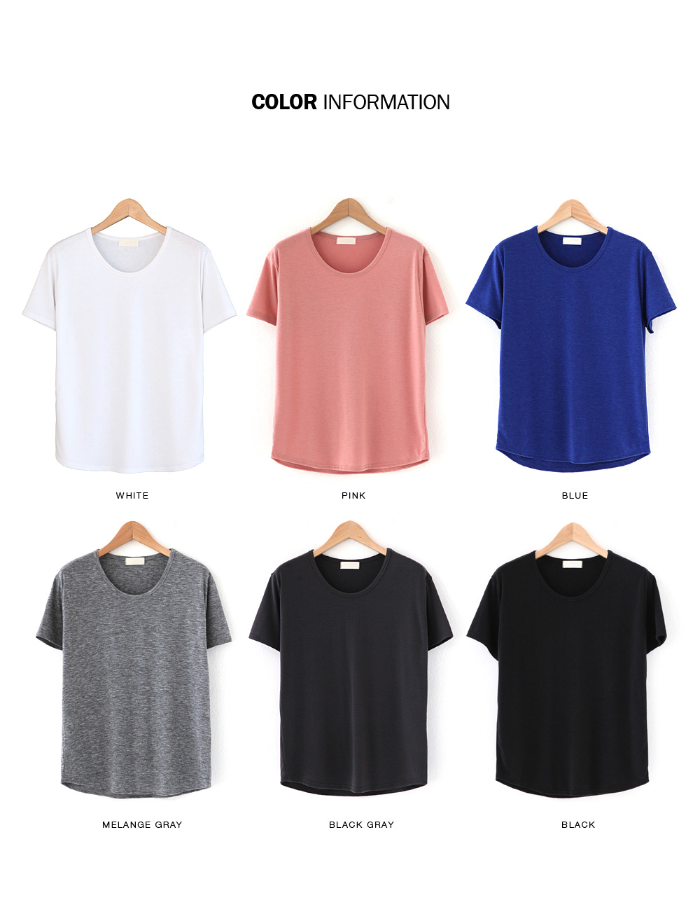 6COLORSラウンドヘムUネックTシャツ・全6色 | 詳細画像2