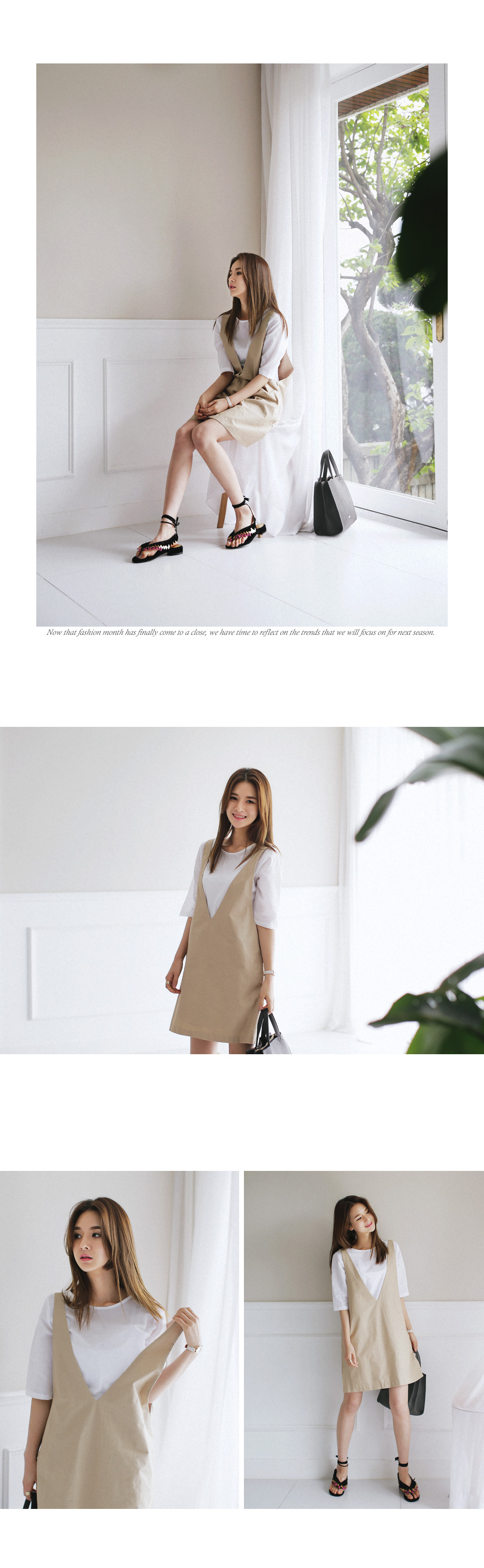 Vネックワンピース&レイヤードTシャツSET・全3色 | DHOLIC PLUS | 詳細画像4