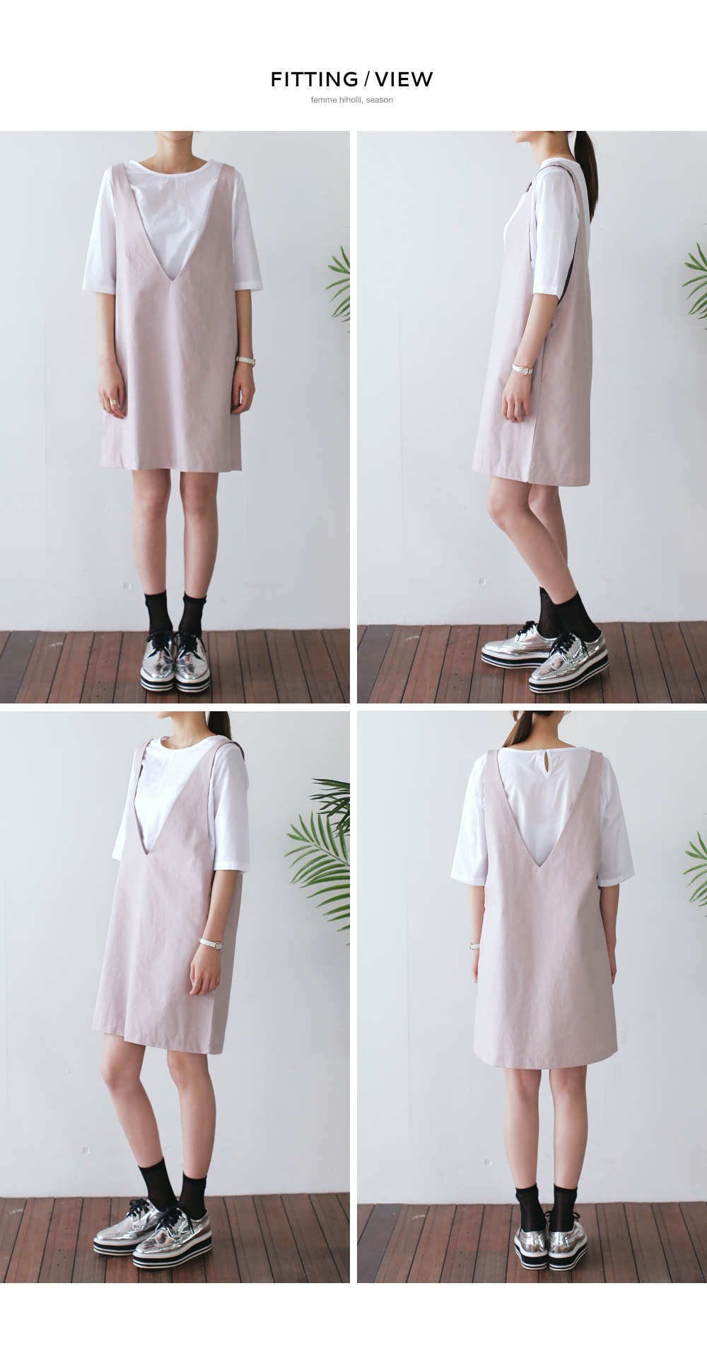 Vネックワンピース&レイヤードTシャツSET・全3色 | DHOLIC PLUS | 詳細画像7