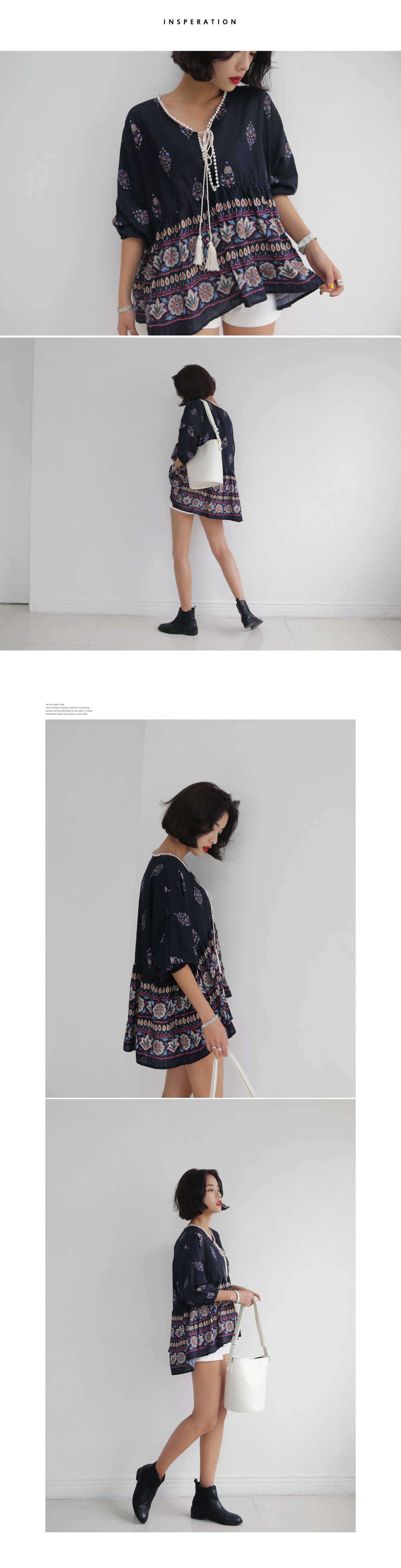 フラワーエスニックネックストラップミニワンピース・全2色 | DHOLIC | 詳細画像5