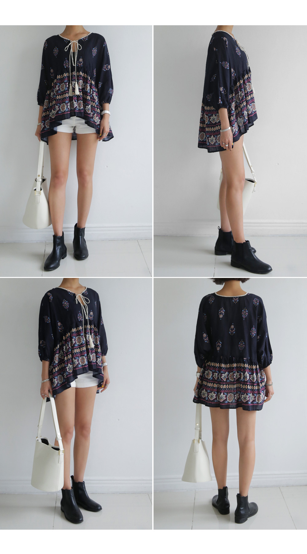 フラワーエスニックネックストラップミニワンピース・全2色 | DHOLIC | 詳細画像6