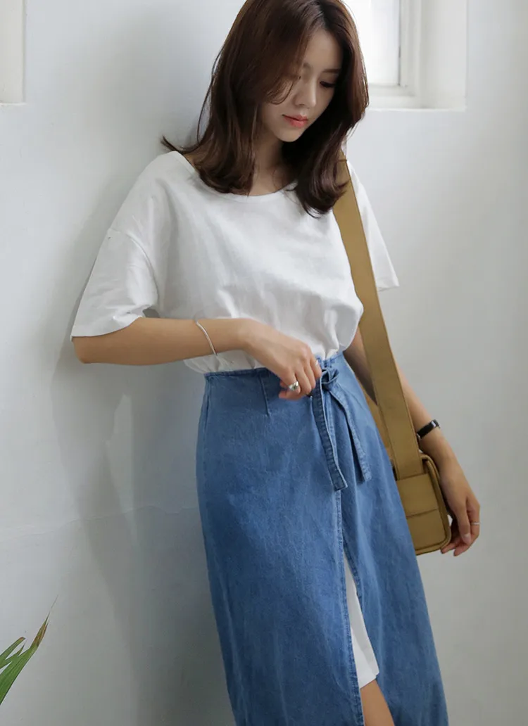 Tシャツワンピ&デニムラップスカートSET・全2色 | DHOLIC | 詳細画像1