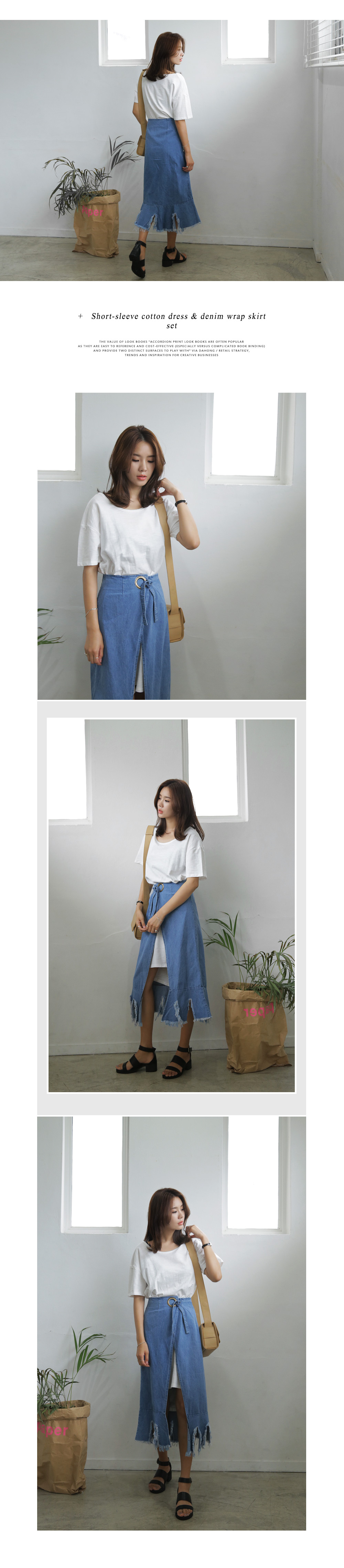 Tシャツワンピ&デニムラップスカートSET・全2色 | DHOLIC | 詳細画像4