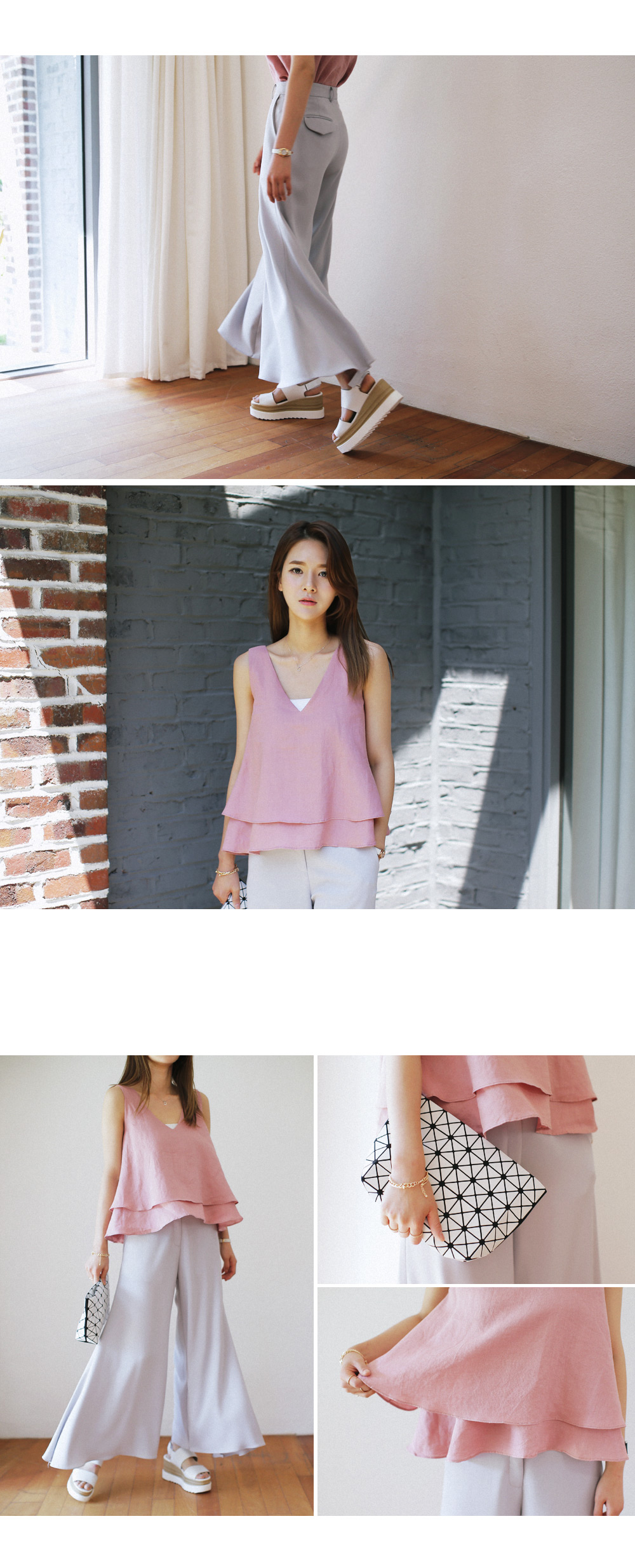 リネン素材ティアードスリーブレスブラウス・全3色 | DHOLIC PLUS | 詳細画像4