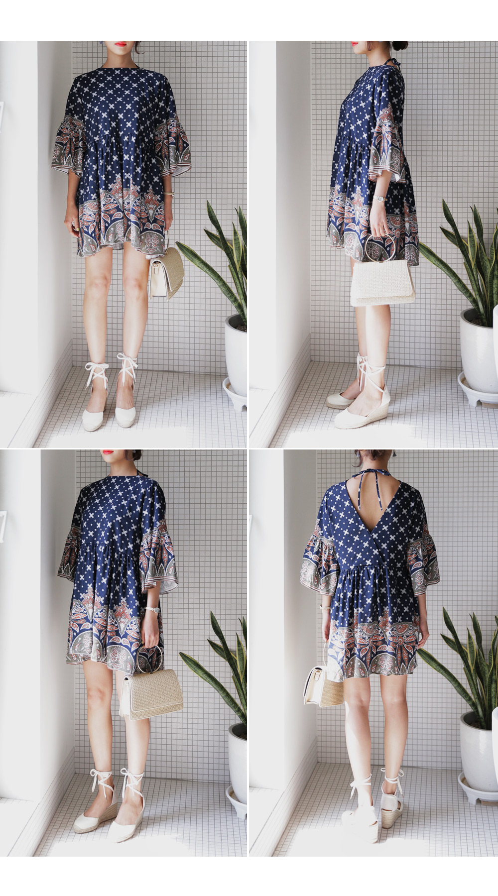 オープンバック2TYPEエスニックワンピース・全3色 | DHOLIC | 詳細画像5