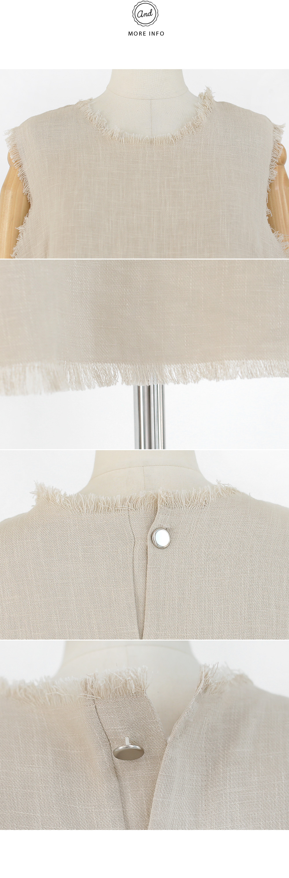 <font color=red><b>**雑誌Ray9月号掲載**</b></font>フリンジヘムスリーブレスリネンワンピース・全2色 | DHOLIC | 詳細画像6