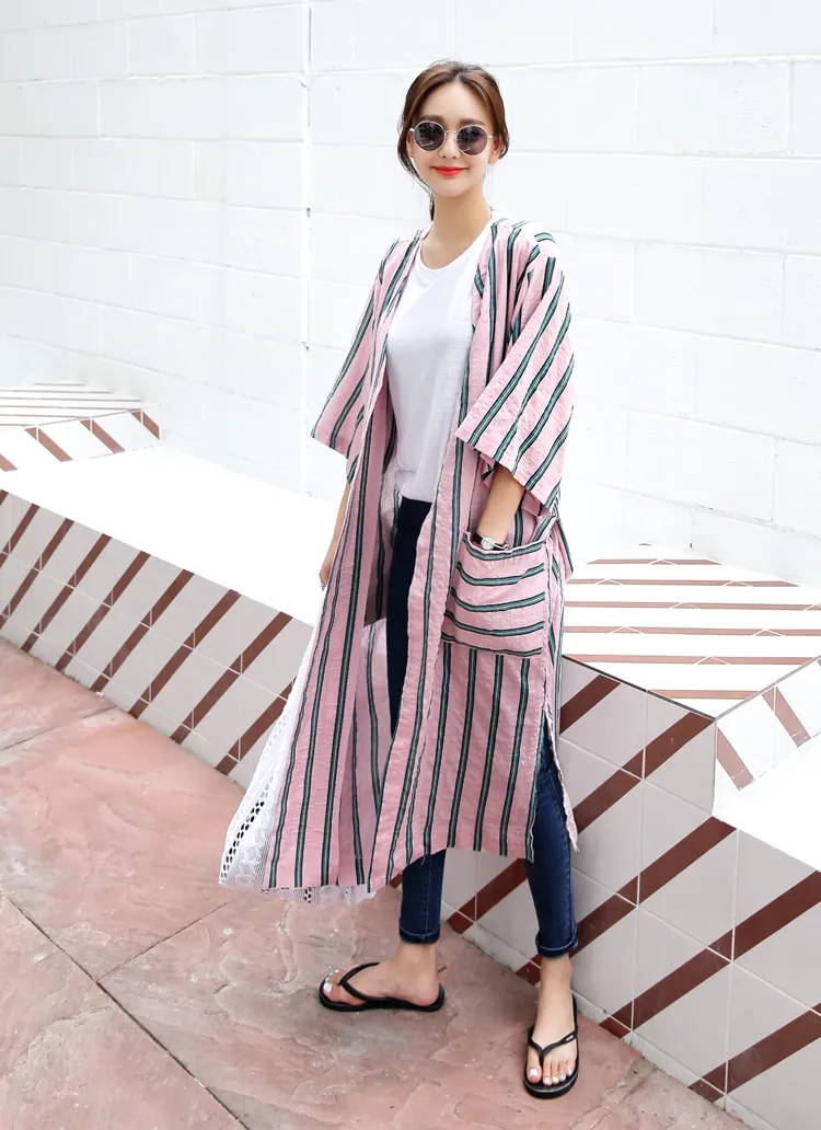 2WAYストラップSETストライプロングガウン・全2色 | DHOLIC | 詳細画像1