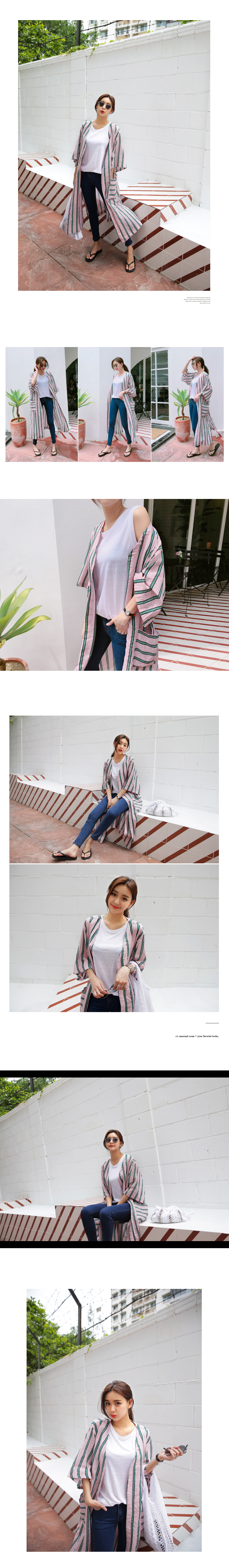 2WAYストラップSETストライプロングガウン・全2色 | DHOLIC | 詳細画像2