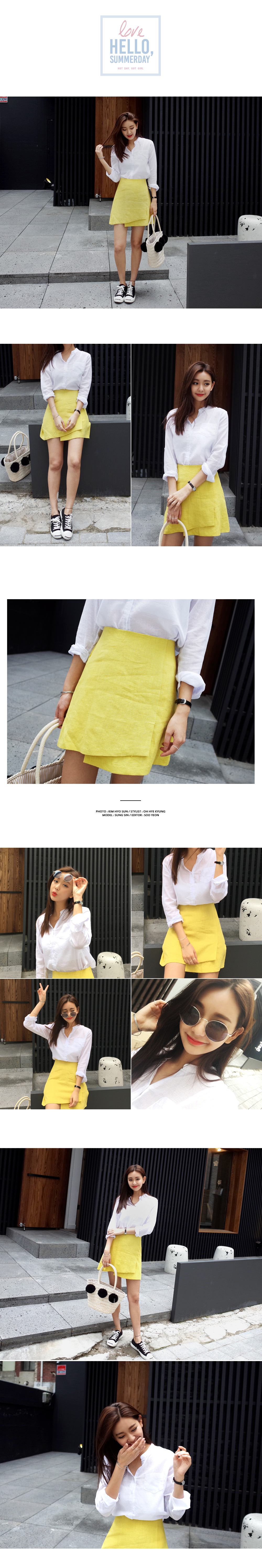 リネン素材フレアラップスカート・全4色 | DHOLIC | 詳細画像2