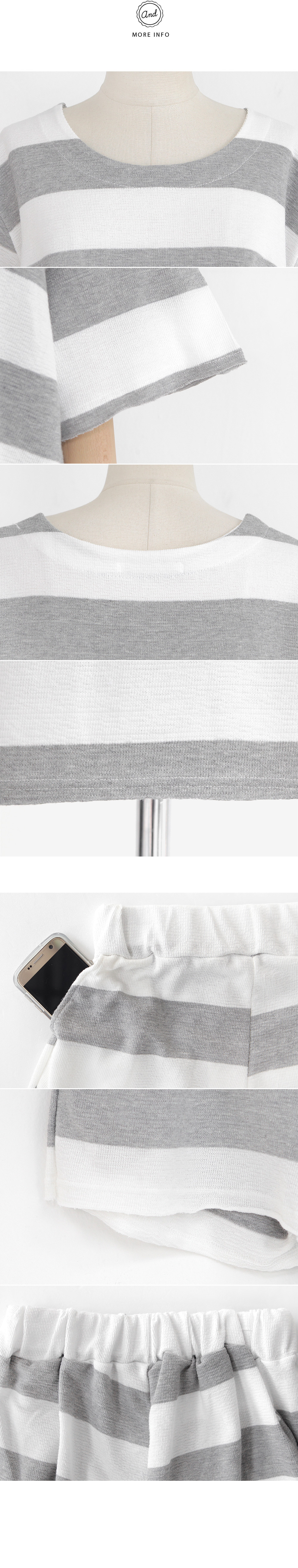 モノトーンボーダーTシャツ&ハーフパンツSET・全3色 | DHOLIC | 詳細画像6