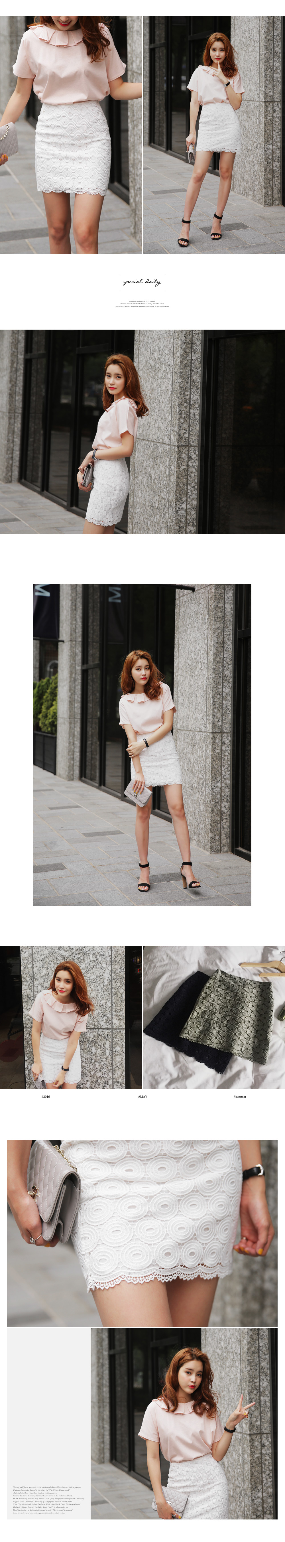 プリーツカラーコットンTシャツ・全2色 | DHOLIC | 詳細画像2