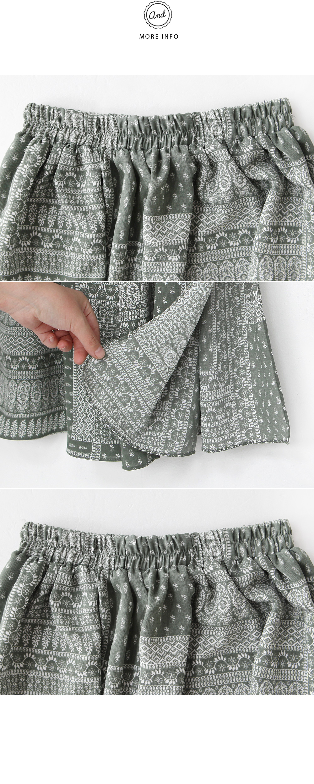 エスニックパターンディープスリットワイドパンツ・全3色 | DHOLIC | 詳細画像5