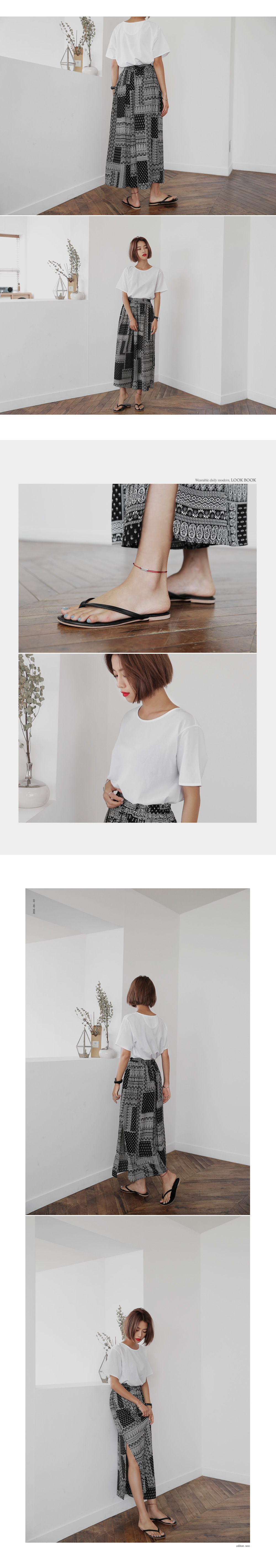 エスニックパターンディープスリットワイドパンツ・全3色 | DHOLIC | 詳細画像3