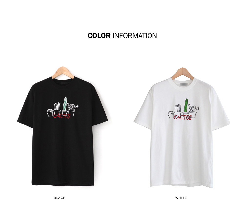 英ロゴ刺繍&サボテンプリントTシャツ・全2色 | 詳細画像2