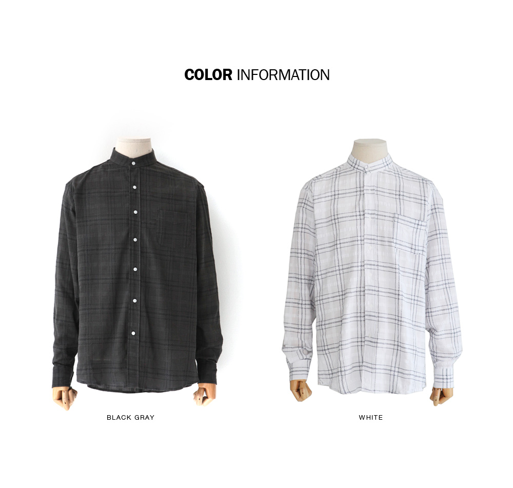 スタンドカラーワンポケットチェックシャツ・全2色 | 詳細画像2