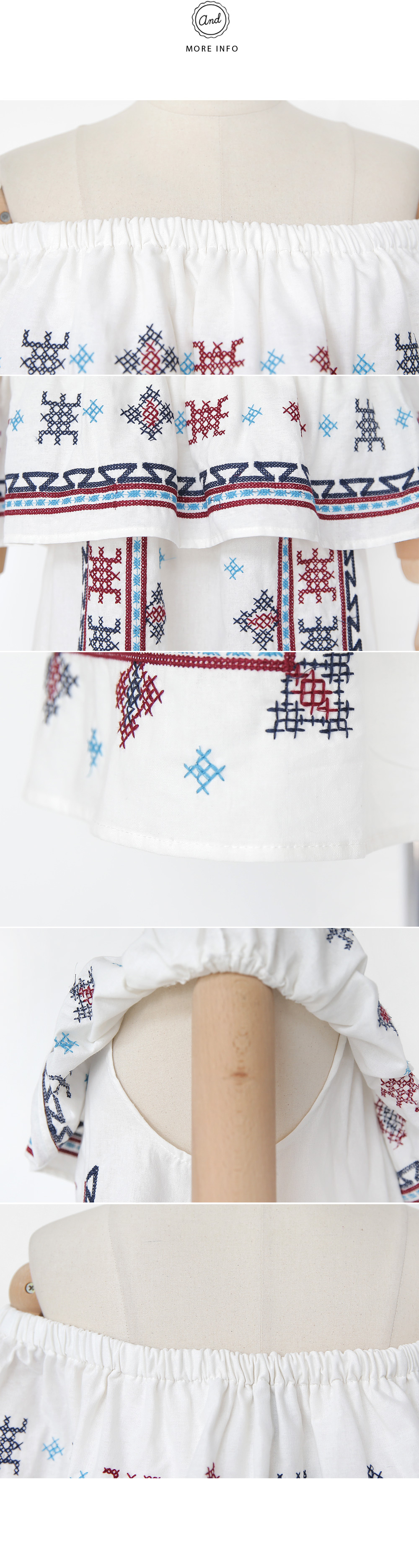 エスニック刺繍ラッフルオフショルダーブラウス・全2色 | DHOLIC | 詳細画像6