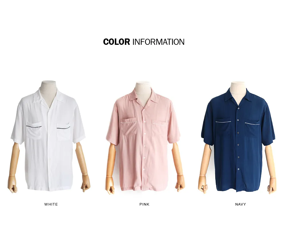 ポケットパイピングオープンカラーシャツ・全3色 | 詳細画像2