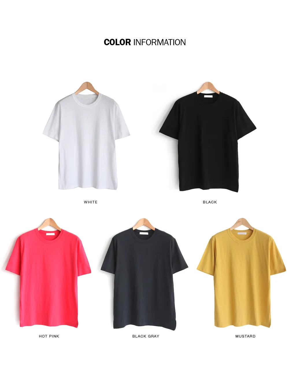 5COLORSラウンドネックコットンTシャツ・全5色 | 詳細画像2