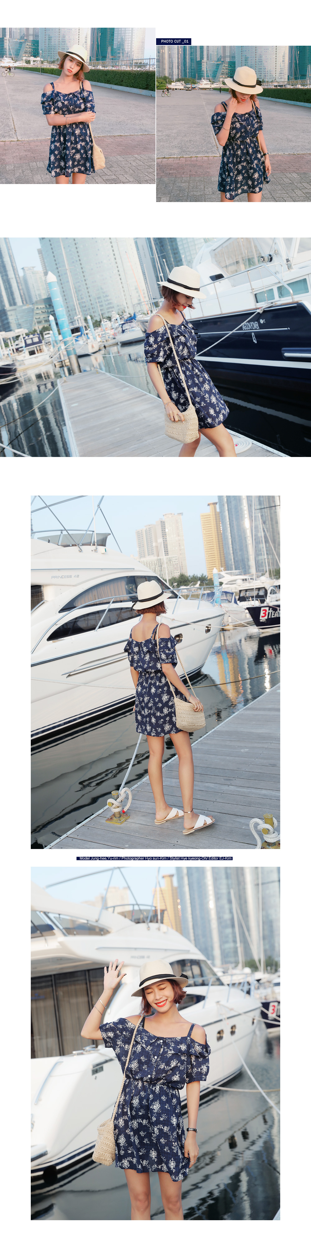 フラワーパターンオフショルダーワンピース・全2色 | DHOLIC | 詳細画像3