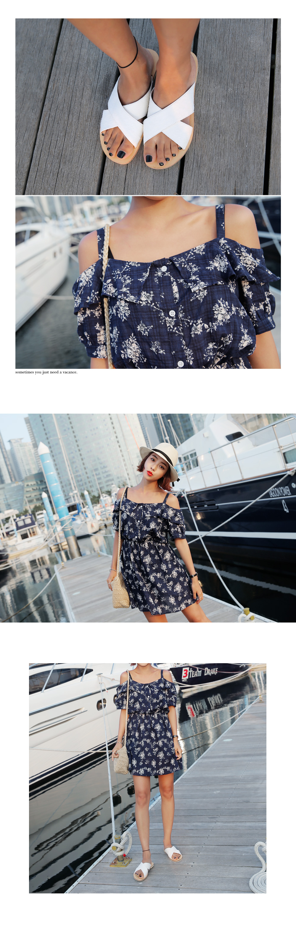 フラワーパターンオフショルダーワンピース・全2色 | DHOLIC | 詳細画像5