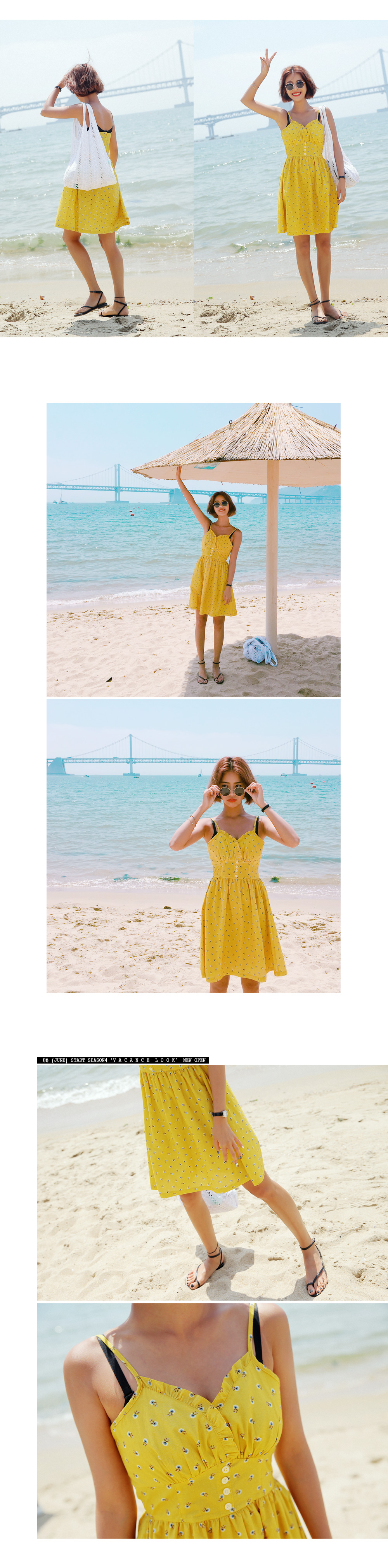 ネックフリルフラワービスチェワンピース・全3色 | DHOLIC | 詳細画像3