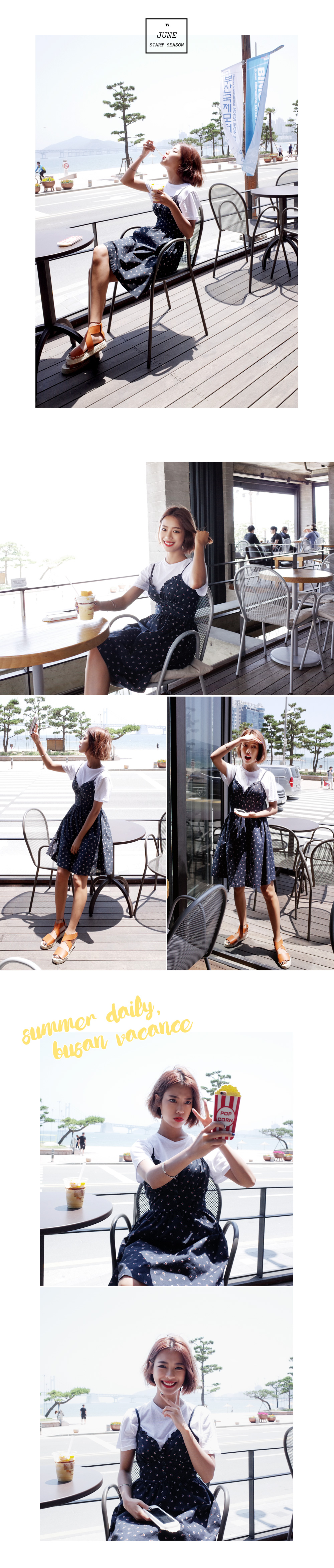 ネックフリルフラワービスチェワンピース・全3色 | DHOLIC | 詳細画像6