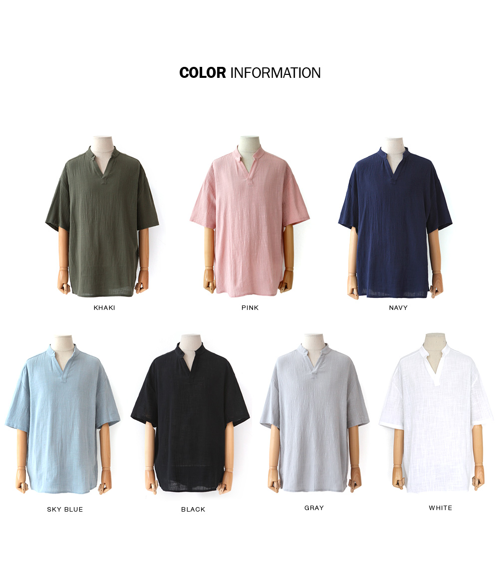 7COLORSスリットネックバンドカラーTシャツ・全7色 | 詳細画像2